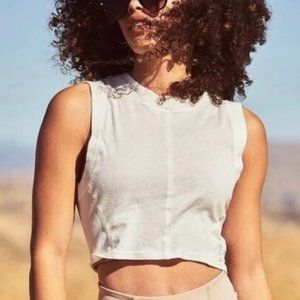 Free People Movement White Tank Top with Open Back